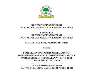 Golkar Tebo Tak Masalahkan Sikap Politik Ismail dan Zulhepni. Khalis; Itu Dinamika, Biasa
