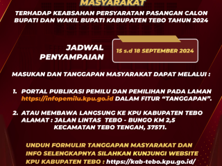 Pengumuman Hasil Penelitian Persyaratan Administrasi Serta Masukan dan Tanggapan Masyarakat Terhadap Kebsahan Persyaratan Pasangan Calon